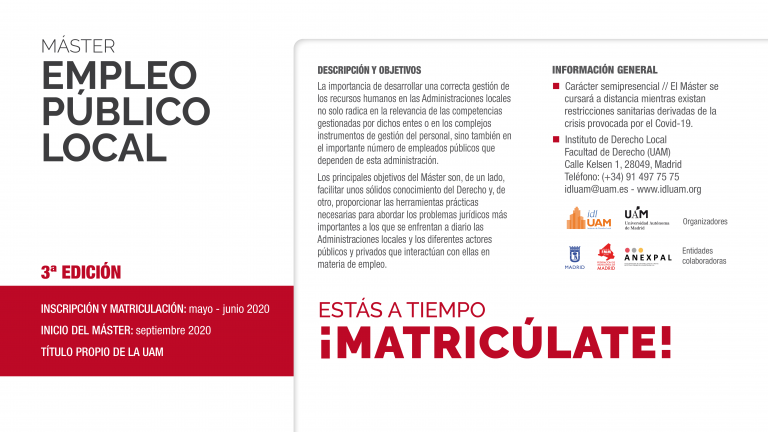 Nueva edición del Máster de empleo Público Local